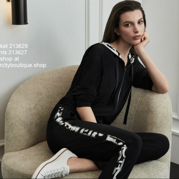 Black Zip-Up Hoodie with Patterned Hood - Picture 14 of 14